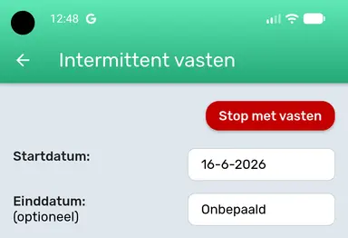 Stop met vasten op de instellingenpagina voor Intermittent Fasting.